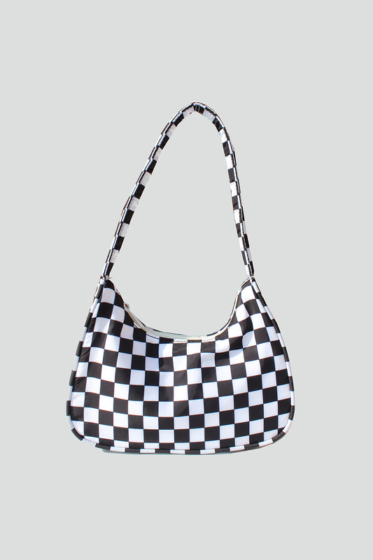 Lily Checkered Nylon Baguette Bag - Street Level